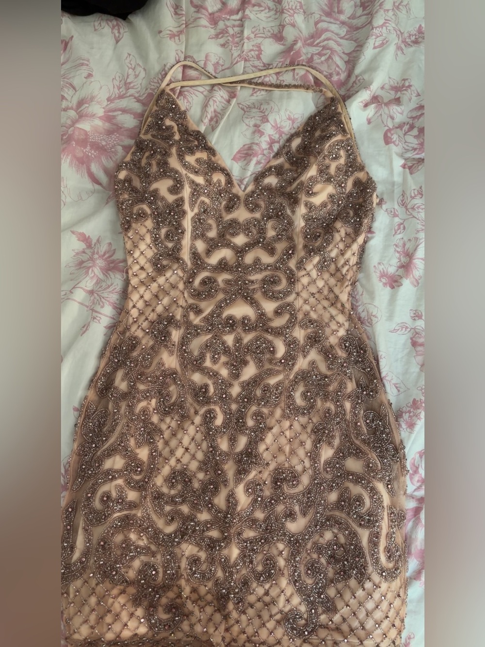 Primavera Beaded Nude Pink hoco dress